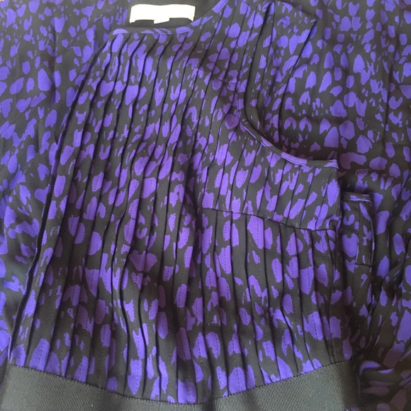 Loft Purple Leopard Pleated Cocktail Dress - Picture 5 of 7